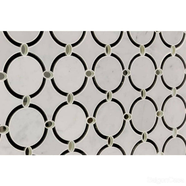 Mosaic Đá Marble W&B Circle - SaigonCasa | Curated Surfaces & Contemporary Living