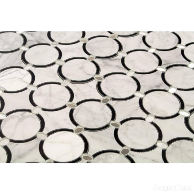 Mosaic Đá Marble W&B Circle - SaigonCasa | Curated Surfaces & Contemporary Living