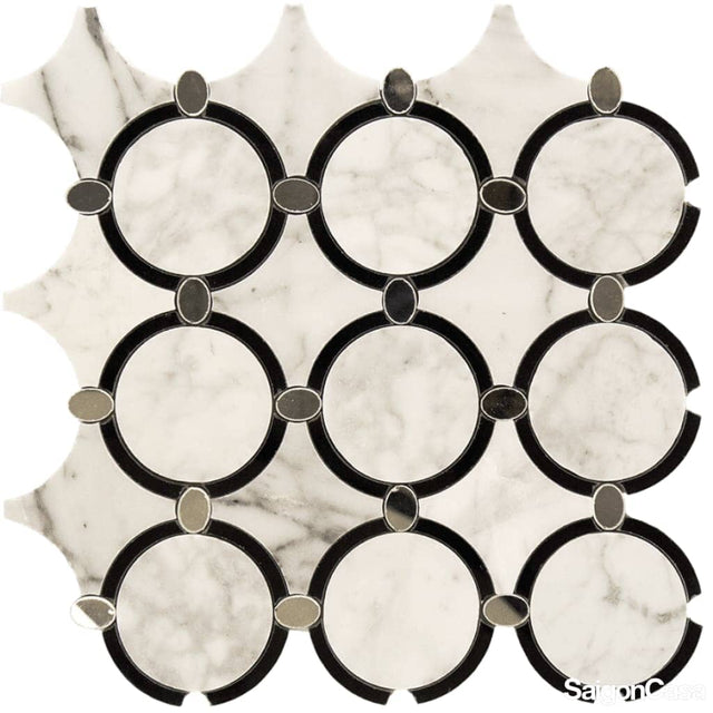 Mosaic Đá Marble W&B Circle - SaigonCasa | Curated Surfaces & Contemporary Living