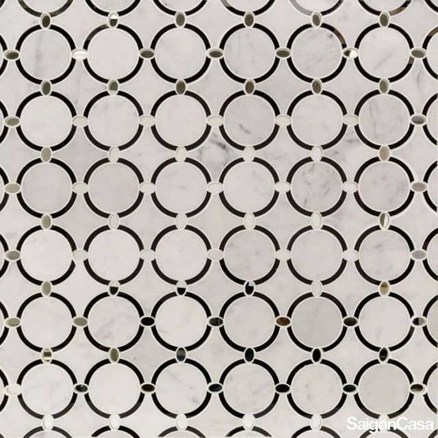 Mosaic Đá Marble W&B Circle - SaigonCasa | Curated Surfaces & Contemporary Living