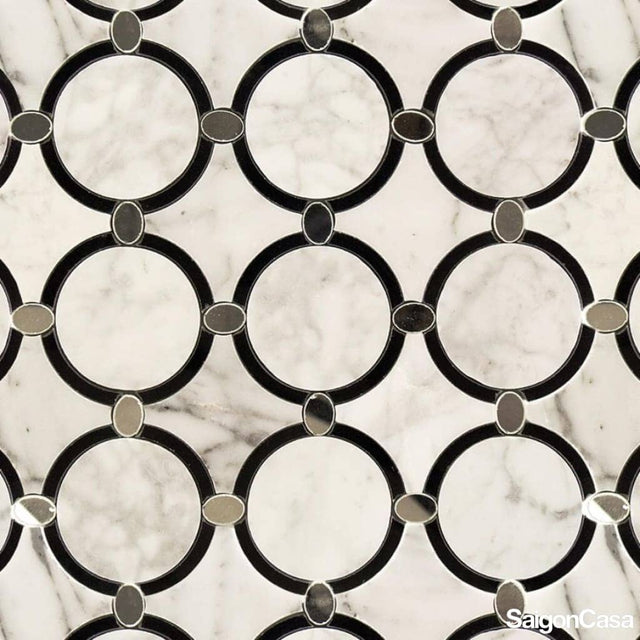 Mosaic Đá Marble W&B Circle - SaigonCasa | Curated Surfaces & Contemporary Living