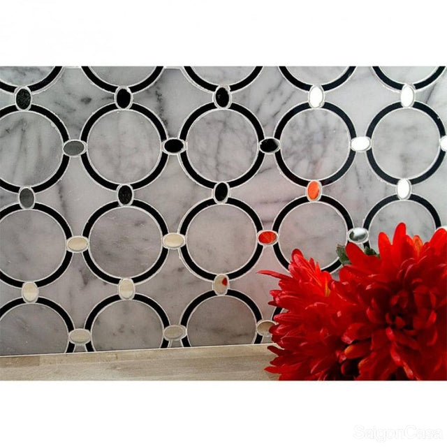 Mosaic Đá Marble W&B Circle - SaigonCasa | Curated Surfaces & Contemporary Living