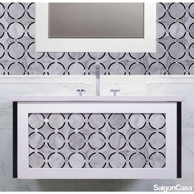 Mosaic Đá Marble W&B Circle - SaigonCasa | Curated Surfaces & Contemporary Living