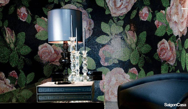 Mosaic Thủy Tinh Bisazza Spring Rose Nero - SaigonCasa | Curated Surfaces & Contemporary Living