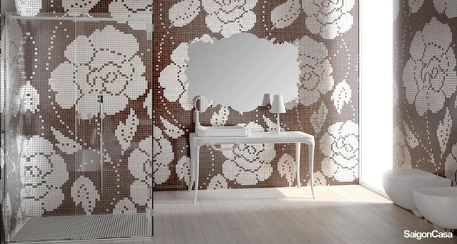 mosaic thủy tinh bisazza winter flower