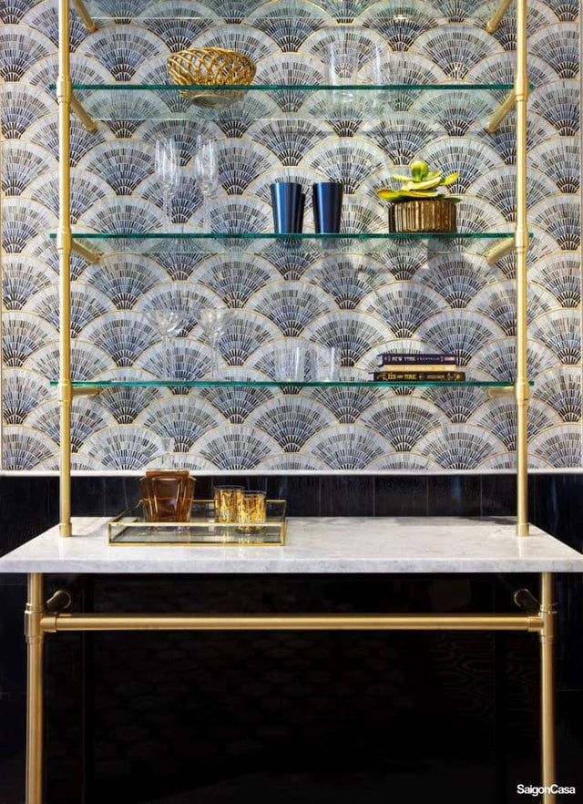 Mosaic Thủy Tinh & Kim Loại Fan Scale 