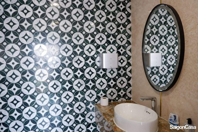 Mosaic Đá Marble Star & Circle - SaigonCasa | Curated Surfaces & Contemporary Living