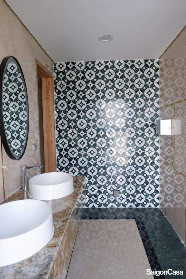 Mosaic Đá Marble Star & Circle - SaigonCasa | Curated Surfaces & Contemporary Living