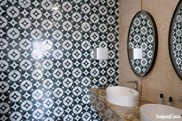 Mosaic Đá Marble Star & Circle - SaigonCasa | Curated Surfaces & Contemporary Living