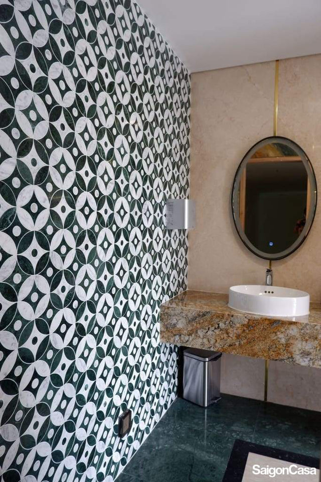 Mosaic Đá Marble Star & Circle - SaigonCasa | Curated Surfaces & Contemporary Living