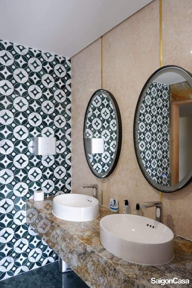Mosaic Đá Marble Star & Circle - SaigonCasa | Curated Surfaces & Contemporary Living