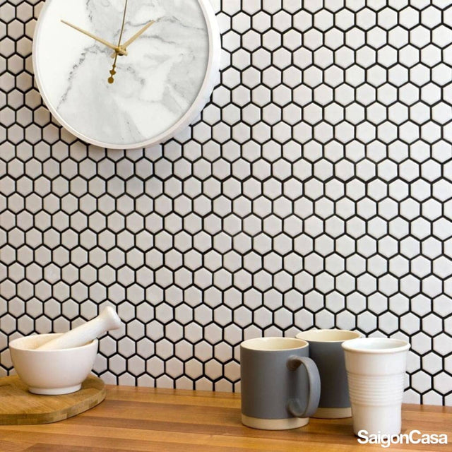 Mosaic Lục Giác Đen Trắng B&W - SaigonCasa | Curated Surfaces & Contemporary Living