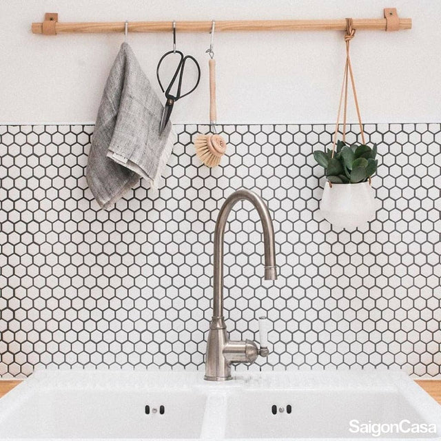 Mosaic Lục Giác Đen Trắng B&W - SaigonCasa | Curated Surfaces & Contemporary Living
